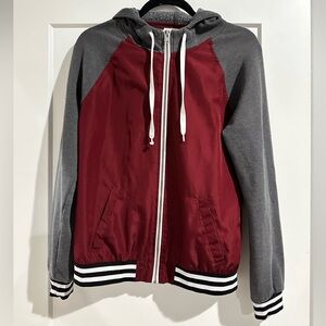 ZINE burgundy and Gray Zip-Up jacket